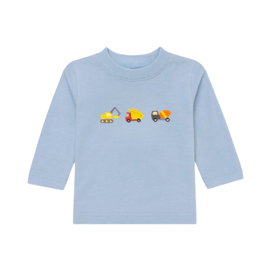 Long Sleeve Embroidered T-Shirt, Construction Trucks