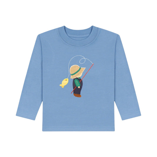Long Sleeve Applique T-Shirt, Boy Fishing