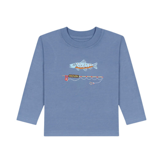 Long Sleeve Applique T-Shirt, Trout & Fly Rod