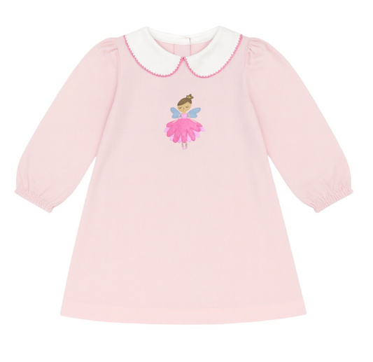 Long Sleeve Applique Corduroy Dress, Fairy