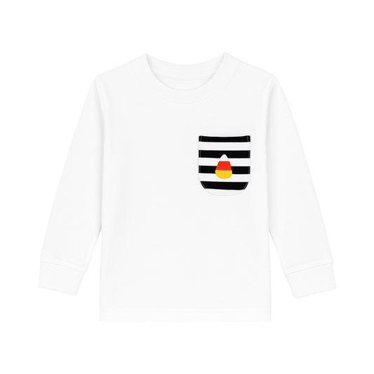 Long Sleeve William Pocket Tee, Candy Corn