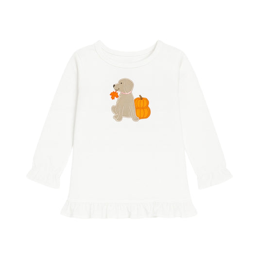 Ruffle Applique Swing Top, Dog & Pumpkin
