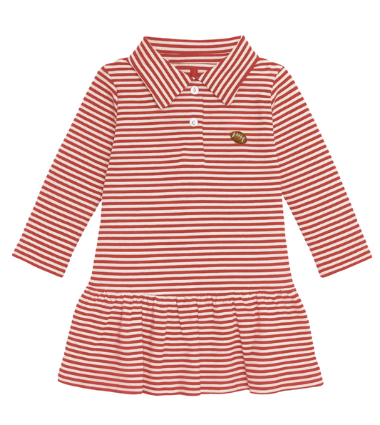Long Sleeve Striped Polo Dress, Football