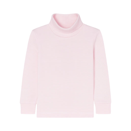 Girl's Light Pink Mini Stripe Turtleneck