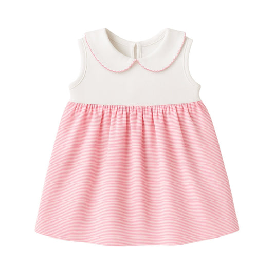 Sleeveless Collared Pink Mini Stripe Dress