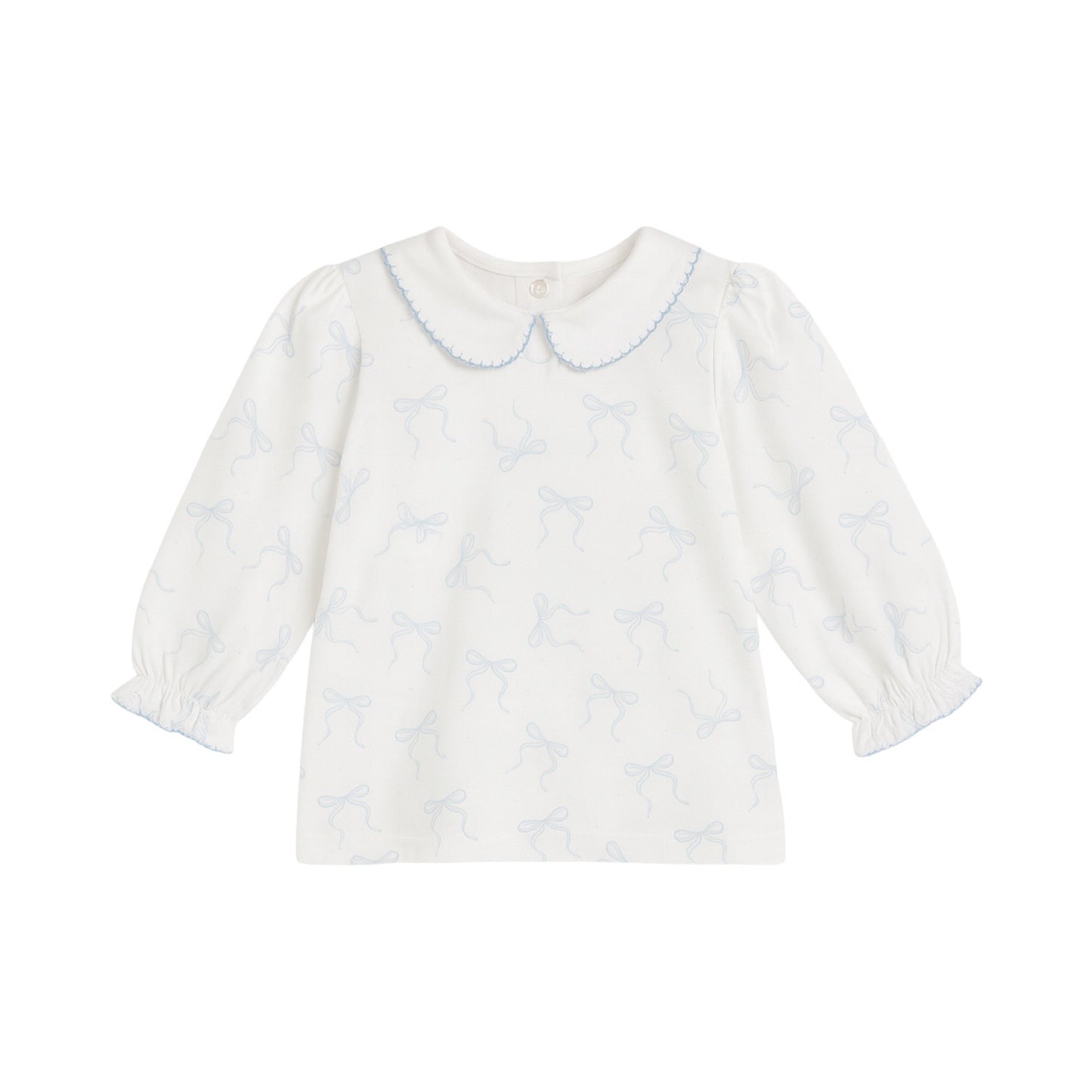 Long Sleeve Printed Collared Top, Bows