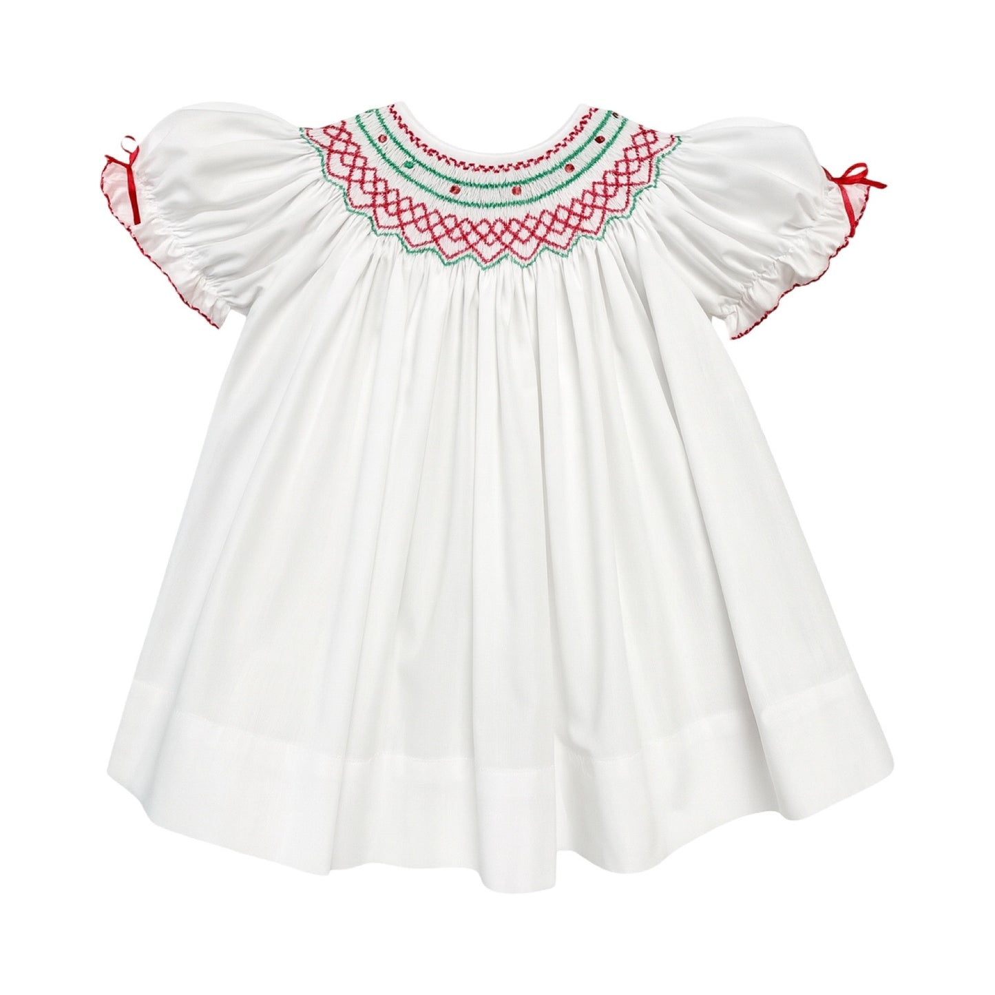 Emma Smocked Bishop Dress, Christmas Holly