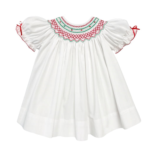 Emma Smocked Bishop Dress, Christmas Holly