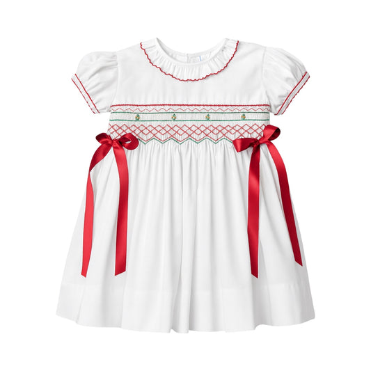 Rose Smocked Dress, Christmas Holly