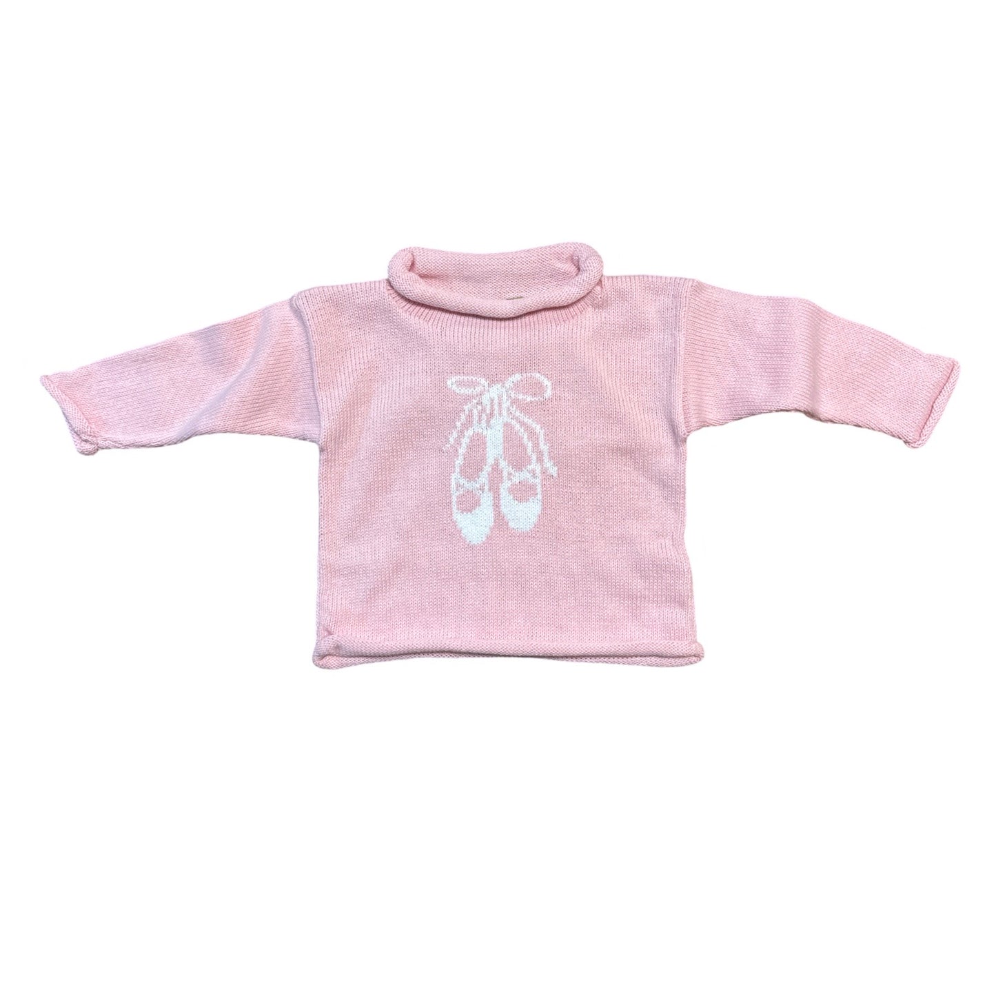 Rollneck Lt. Pink Sweater with Ballet Slippers