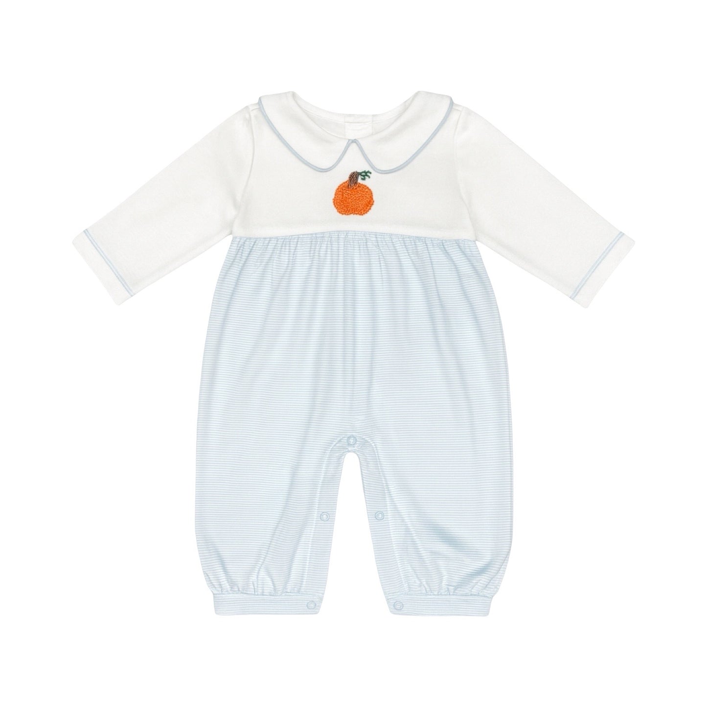 Long Sleeve Striped Crochet Playsuit, Pumpkin