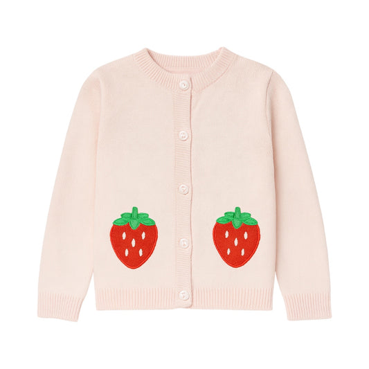 Applique Cardigan, Strawberry