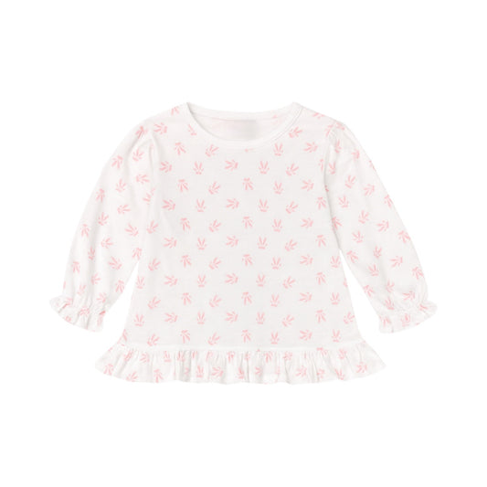Long Sleeve Printed Ruffle Swing Top