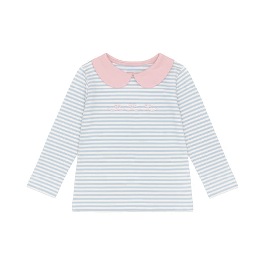 Long Sleeve Striped Collared Top, Bows
