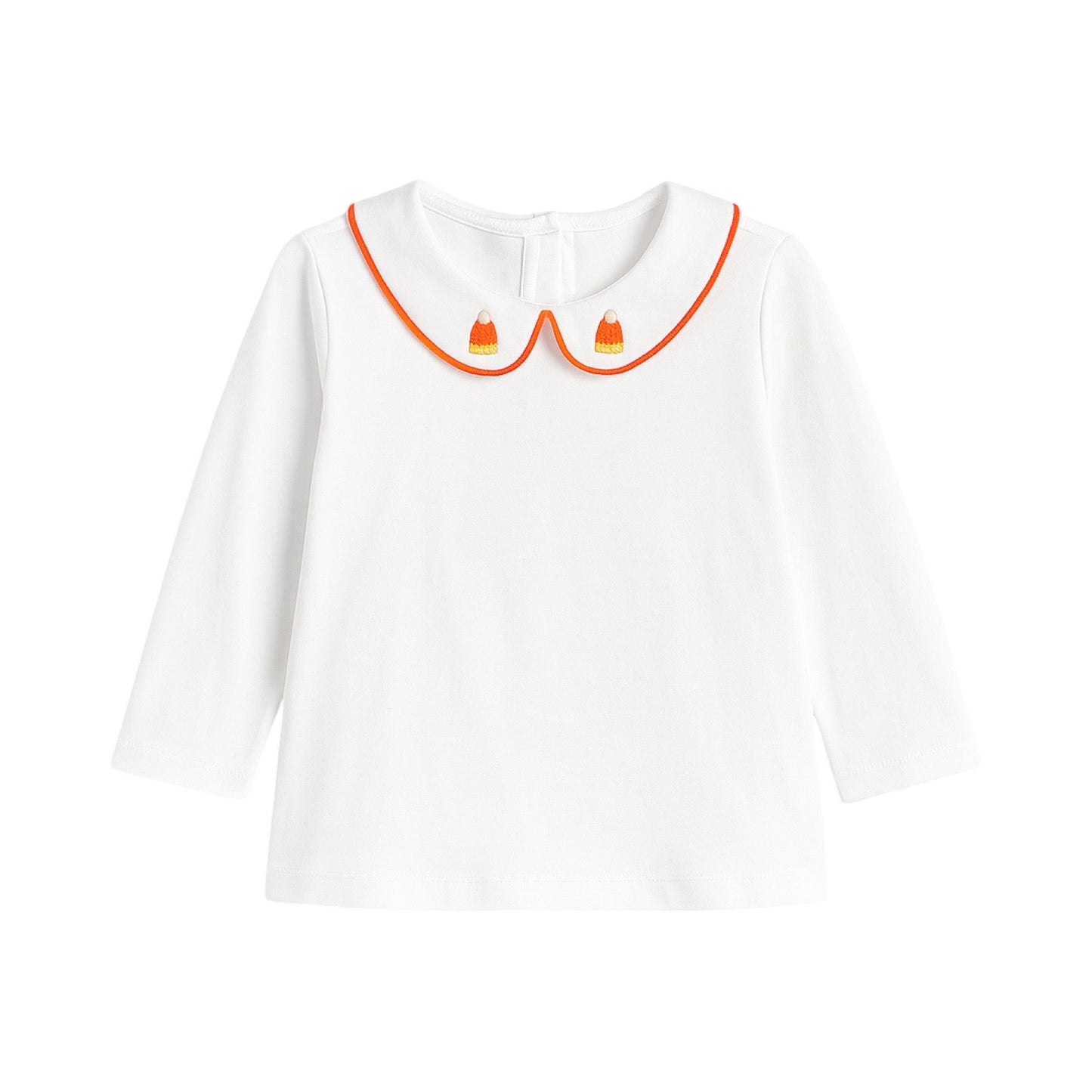 Peter Pan Collared Long Sleeve Shirt, Candy Corn