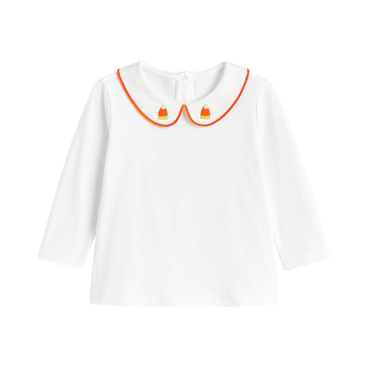 Peter Pan Collared Long Sleeve Shirt, Candy Corn