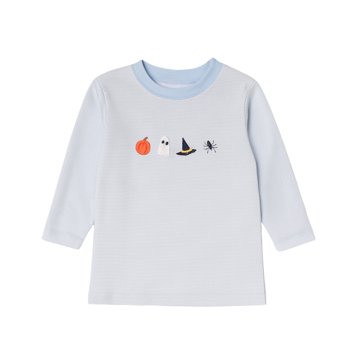 Embroidered Long Sleeve Striped Tee, Halloween Icons