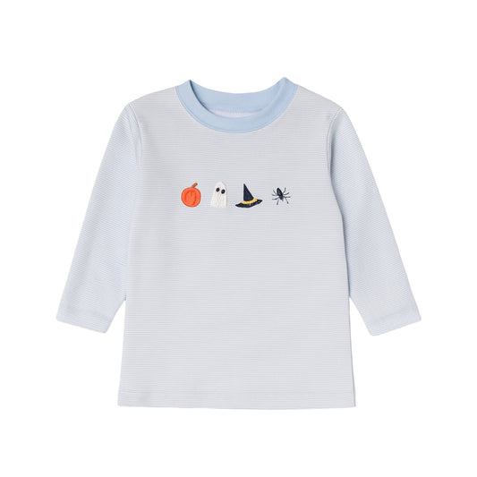 Embroidered Long Sleeve Striped Tee, Halloween Icons