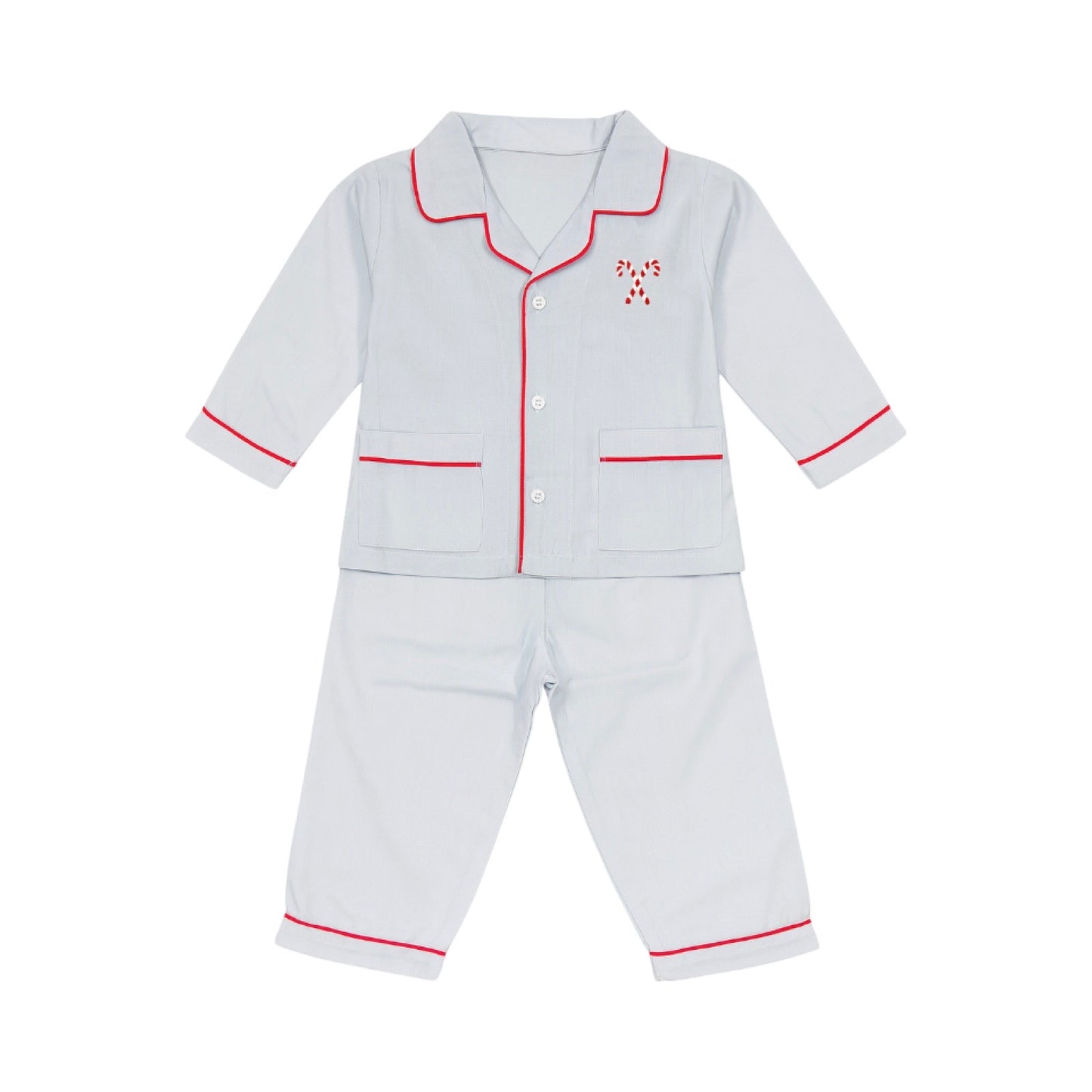 Boy's Candy Cane Blue Gingham Pajamas