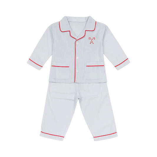 Boy's Candy Cane Blue Gingham Pajamas