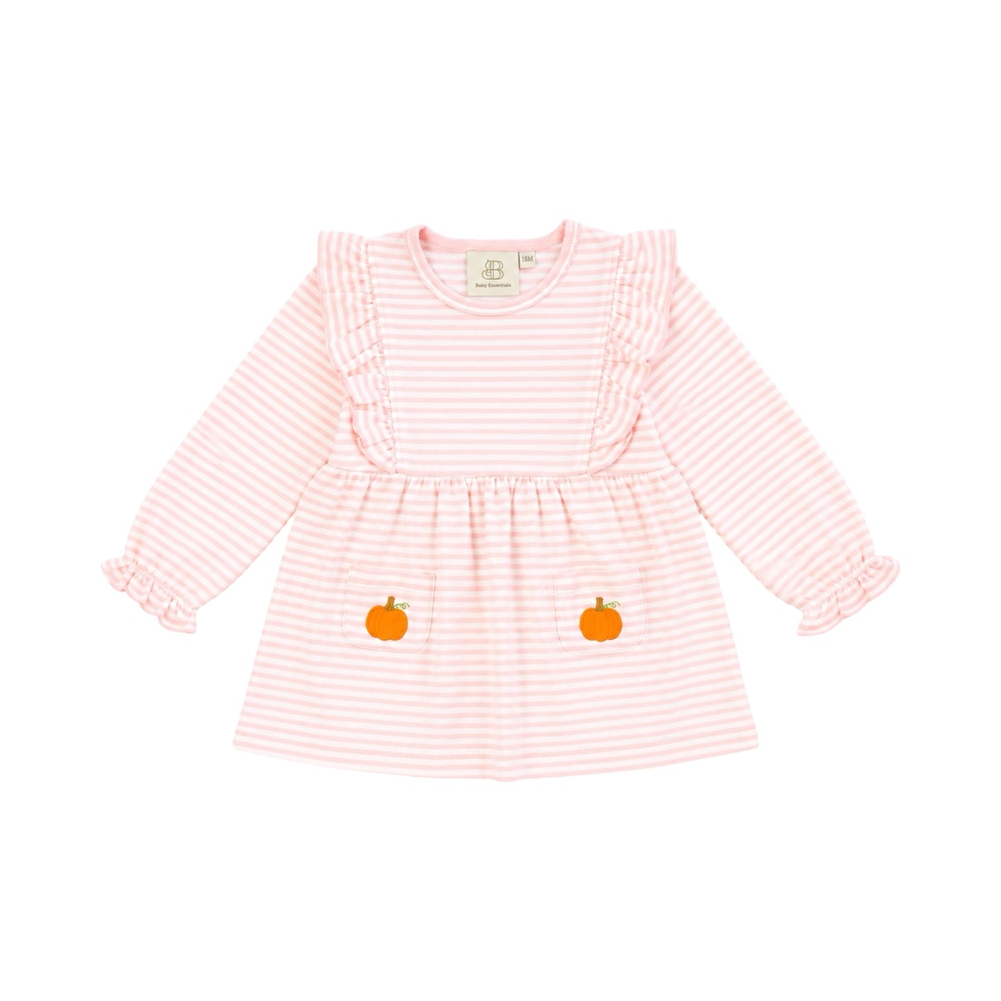 Long Sleeve Ruffle Striped Top, Pumpkin