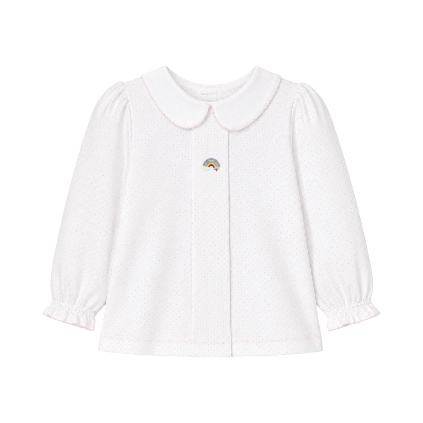 Long Sleeve Pleated Polka Dot Top, Rainbow