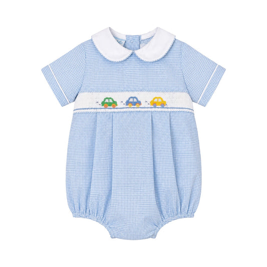 Cars Smocked Gingham Bubble