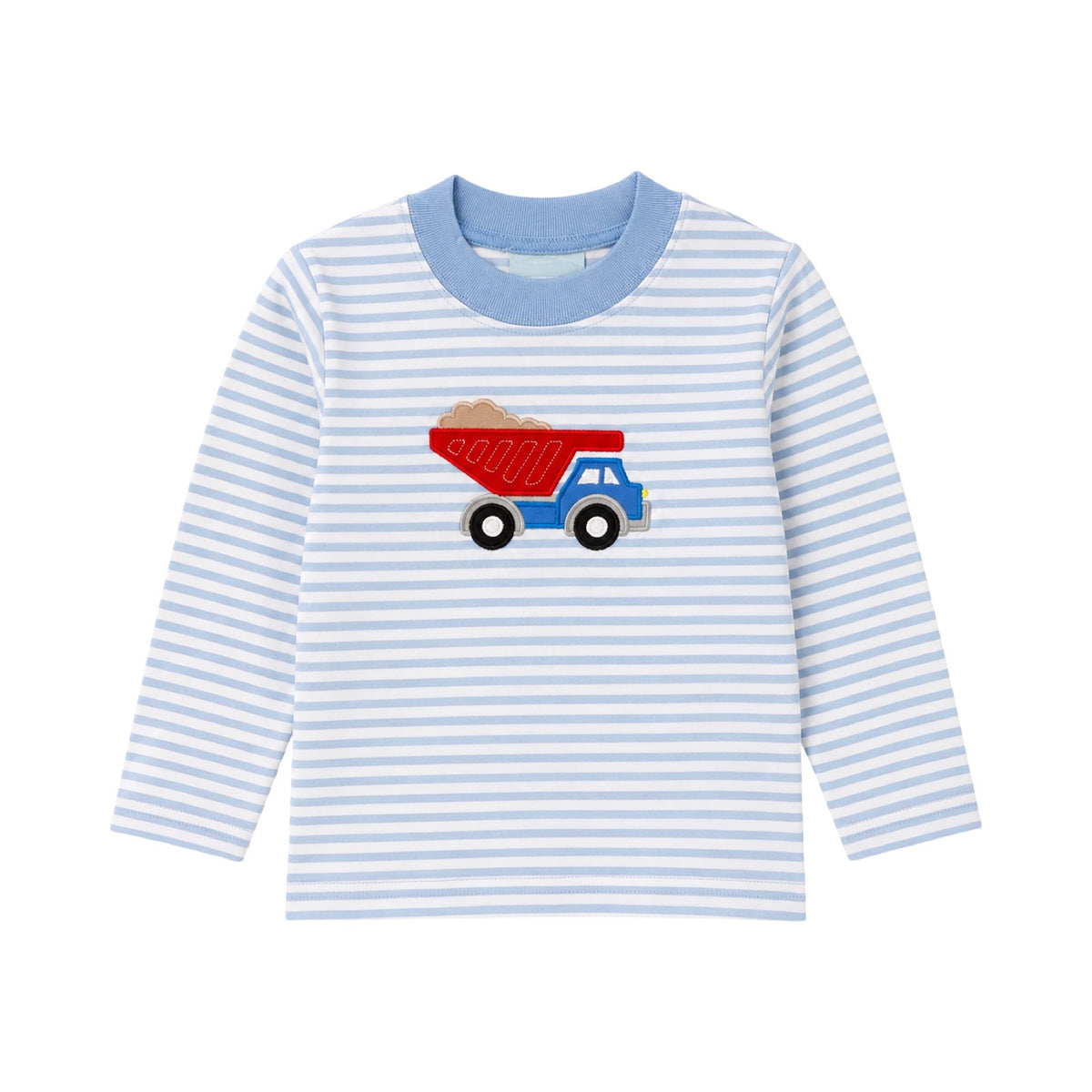 Long Sleeve Striped Applique T-Shirt, Dumptruck