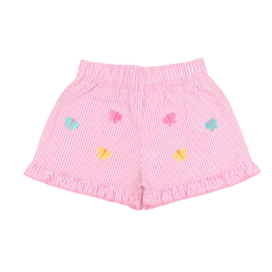 Embroidered Seersucker Shorts, Butterflies