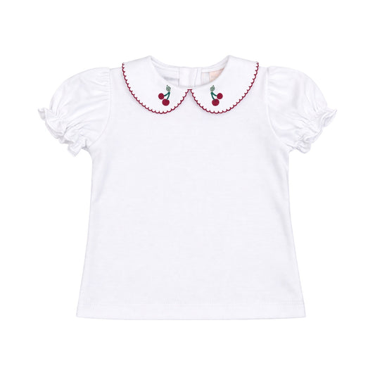 The Essential Short Sleeve Collar Top, Cherries