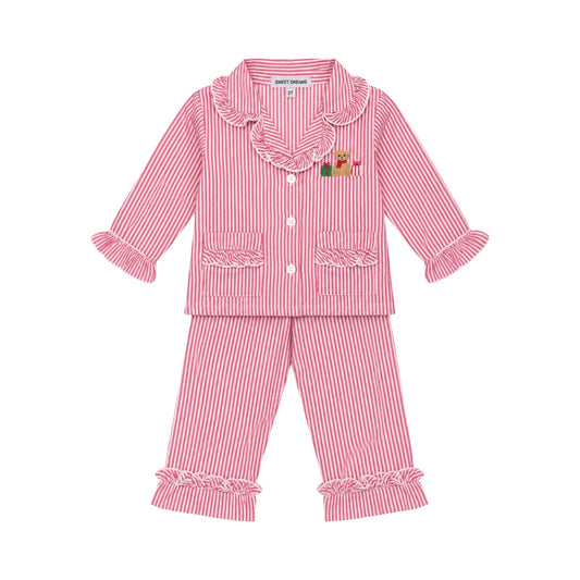 Girl's Striped Merry Little Bear Pajamas