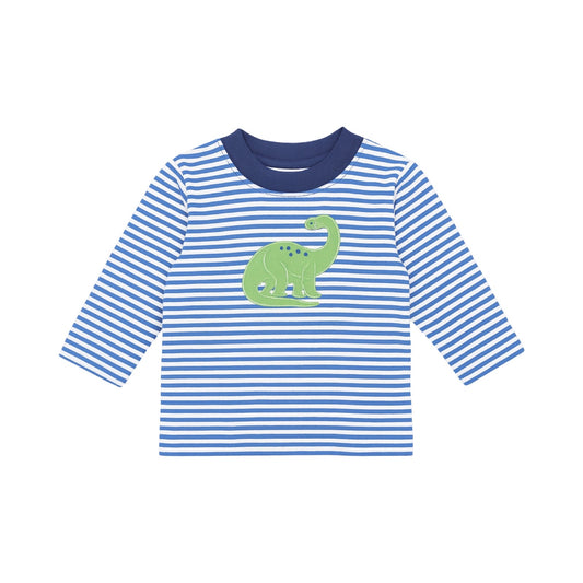 Long Sleeve Applique Striped T-Shirt, Brontosaurus