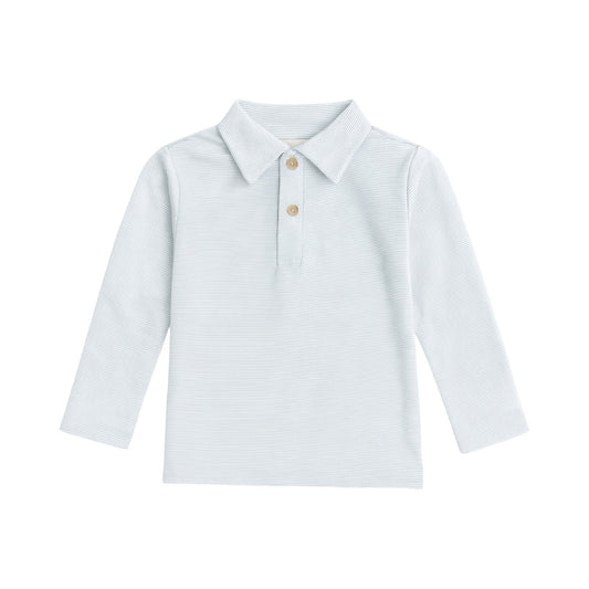 Long Sleeve Striped Polo Shirt