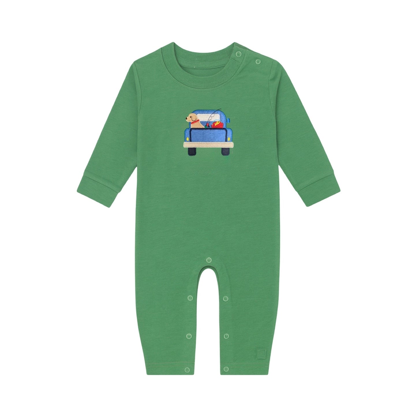Long Sleeve Applique Romper, Dog-Gone-Fishing
