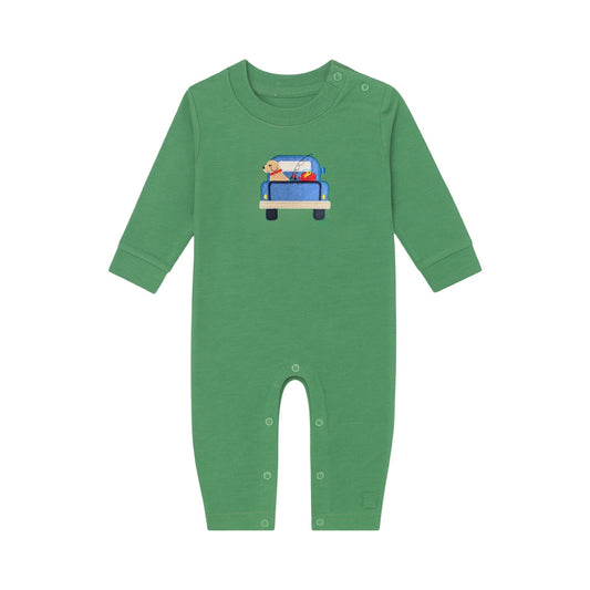 Long Sleeve Applique Romper, Dog-Gone-Fishing