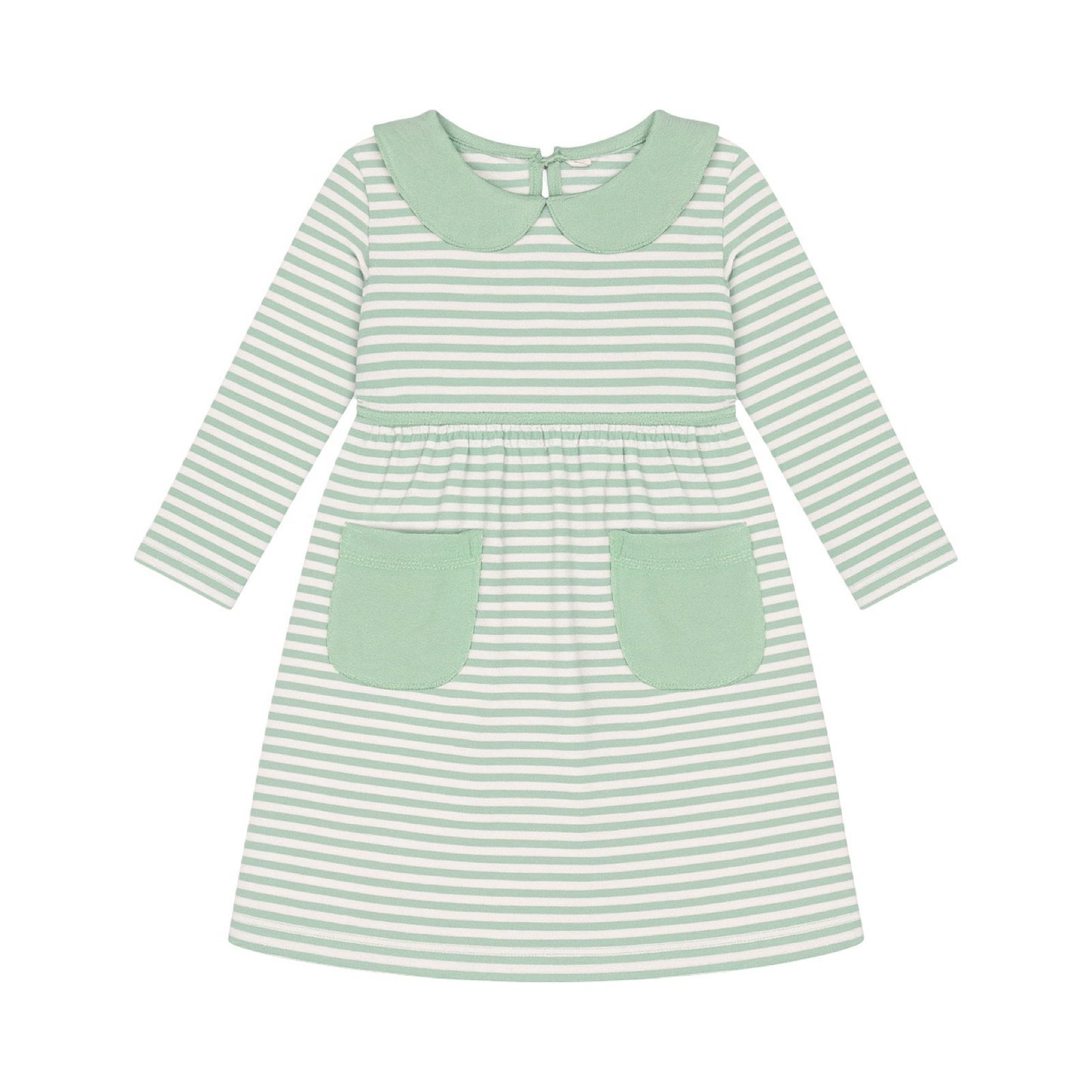 Long Sleeve Striped Collared Pocket Play Dress