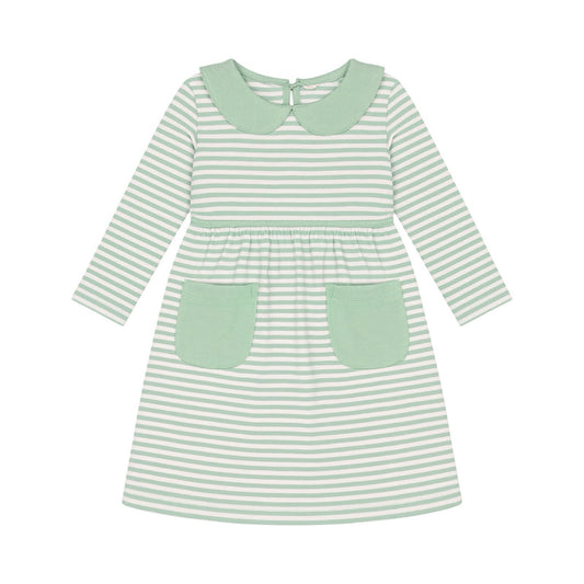 Long Sleeve Striped Collared Pocket Play Dress