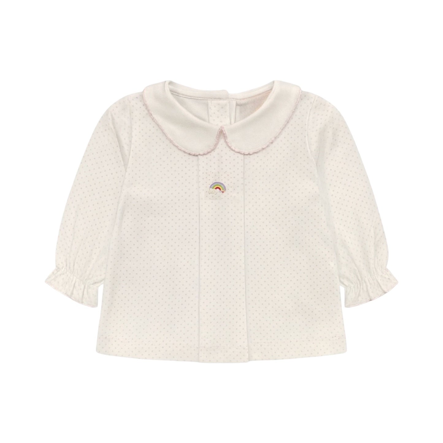 Long Sleeve Pleated Polka Dot Top, Rainbow