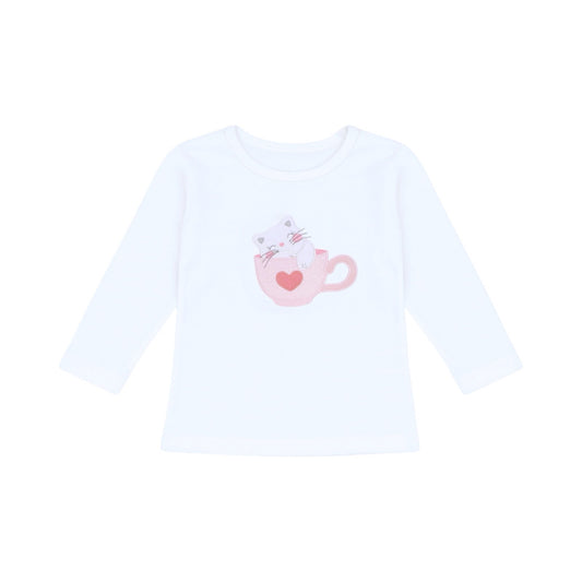 Long Sleeve Applique Top, Teacup Kitten