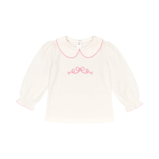 Long Sleeve Collared Back Zip Shirt, Long Bow