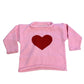 Rollneck Pink Sweater with Red Heart