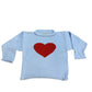 Rollneck Sky Blue Sweater with Red Heart