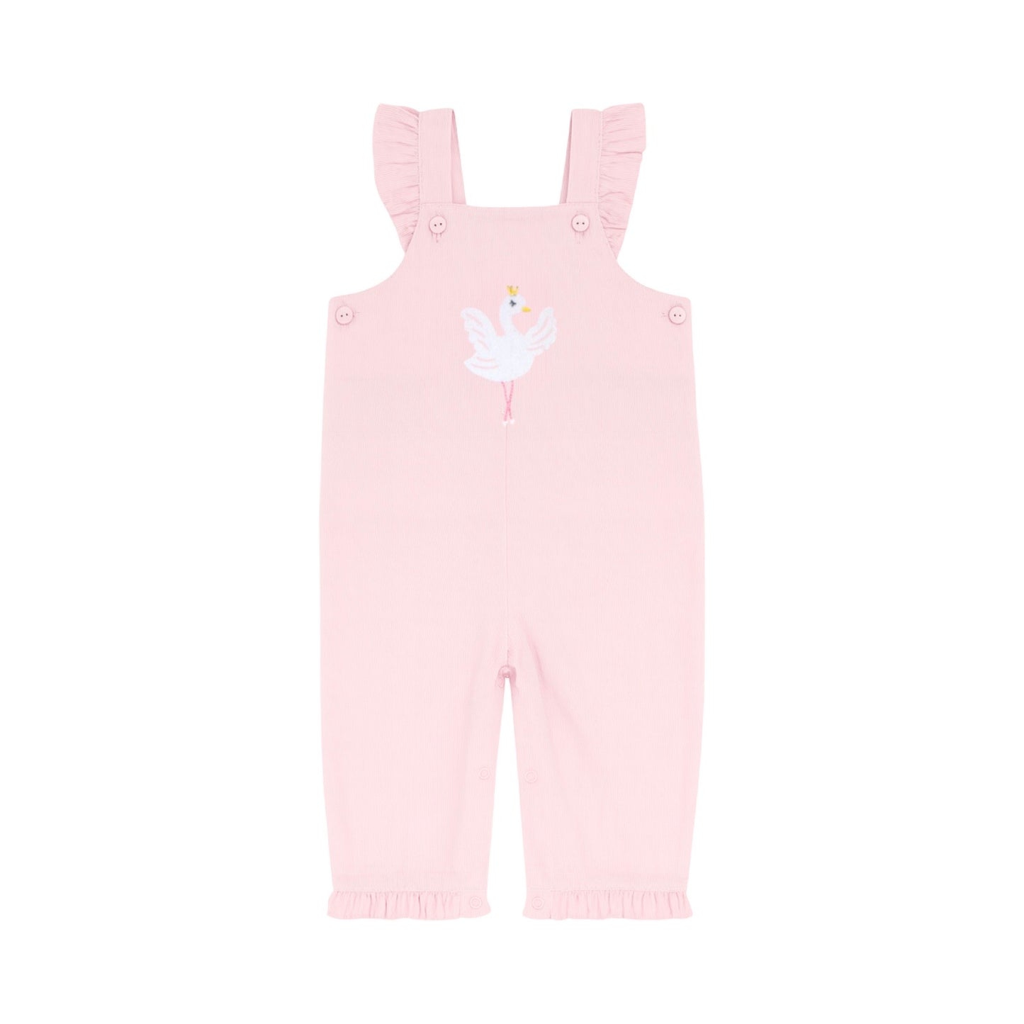 Ruffle Corduroy Overalls, Swan