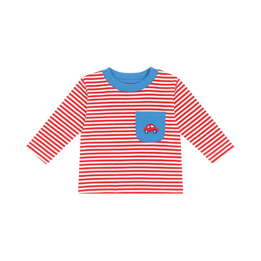 Long Sleeve Striped Pocket Tee, Car
