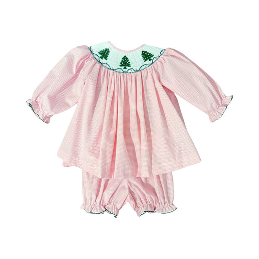 Long Sleeve Emma Bloomer Set, Christmas Tree