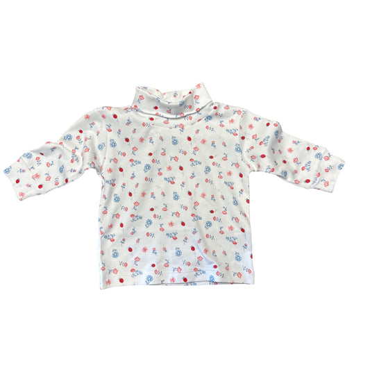 Girl's Ladybug Floral Print Turtleneck