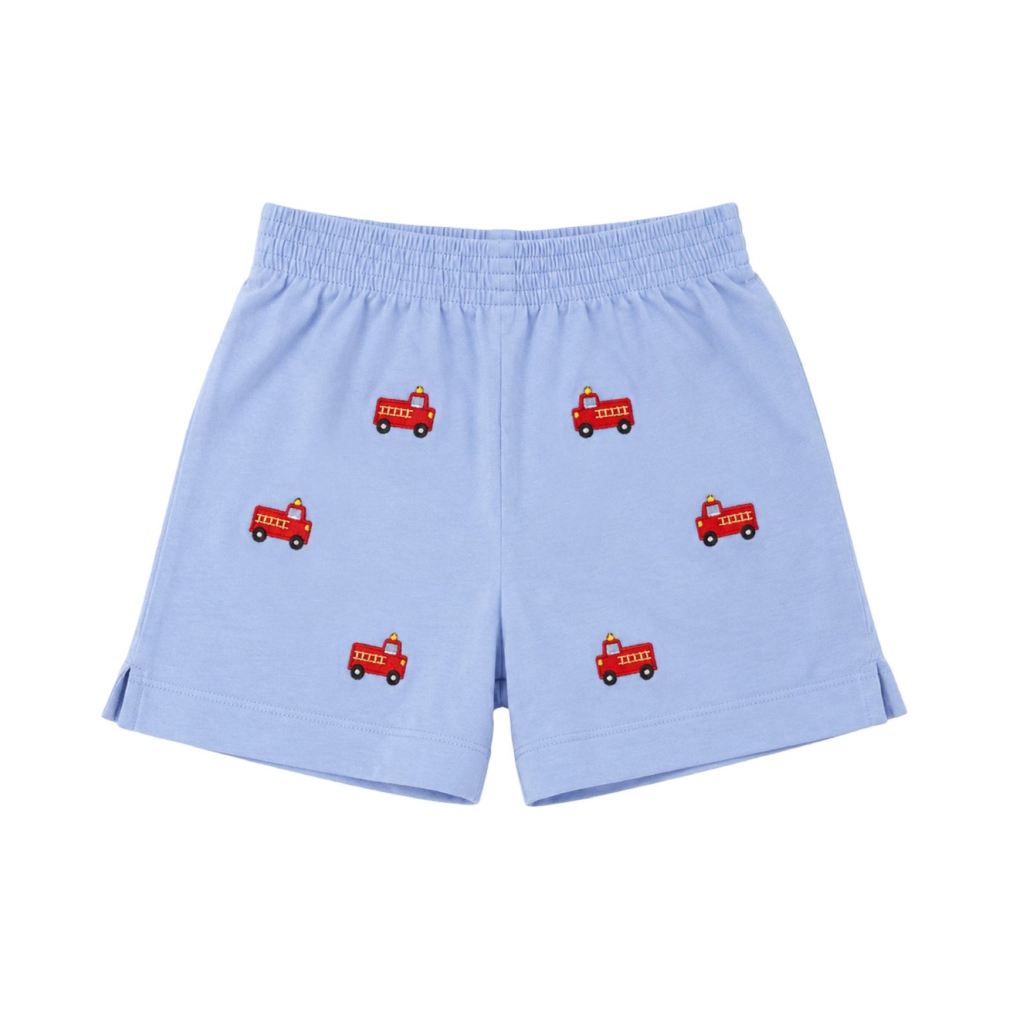 All Over Embroidered Play Shorts, Firetrucks