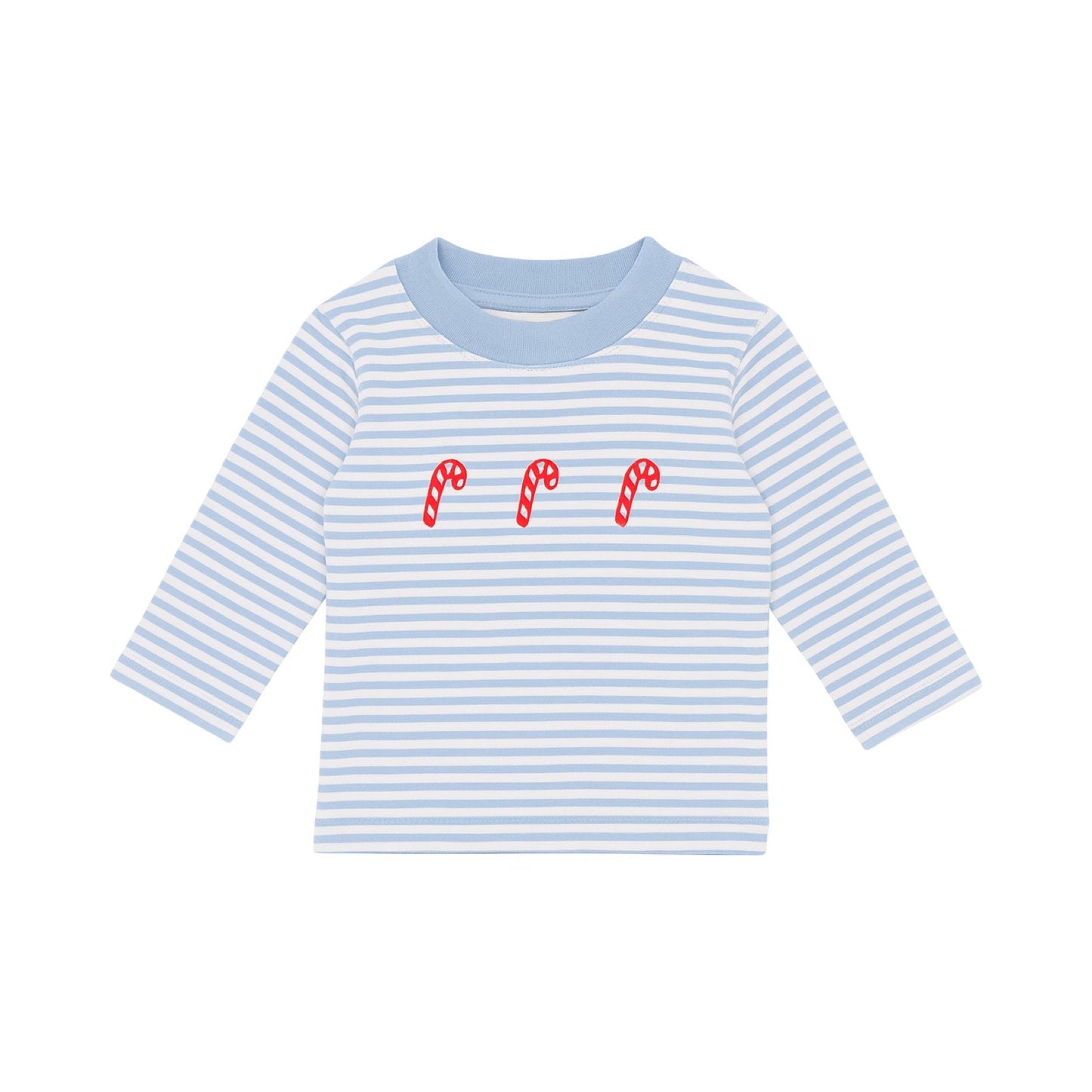 Long Sleeve Applique Striped T-Shirt, Candy Canes