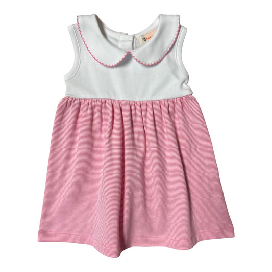 Sleeveless Collared Pink Mini Stripe Dress