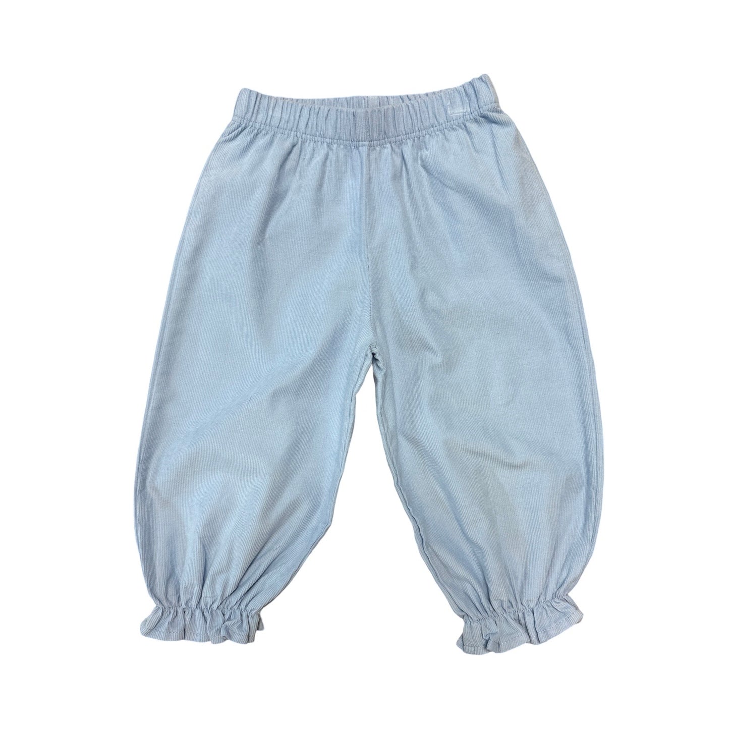 Girl's Corduroy Sky Blue Cinched Ruffle Pants